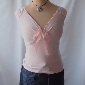 Ingredients Y2K Pink Ribbon Front Tie top Size S